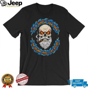 Simple Old Man Grumpy Bearded Skull Cigar Smoking T Shirt