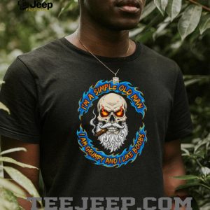 Simple Old Man Grumpy Bearded Skull Cigar Smoking T Shirt
