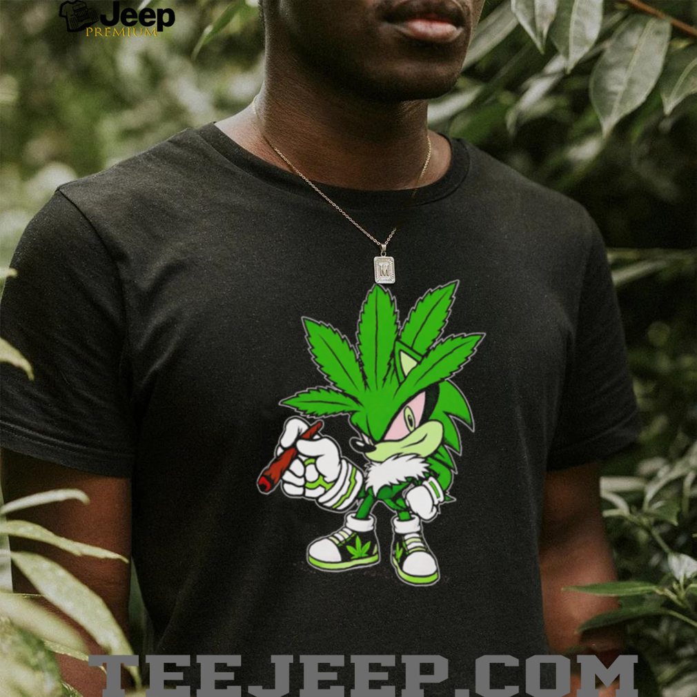 Sonic Weed Leaf Mascot Smoking High 420 Stoner Graphic T Shirt Sonic Weed Leaf Mascot Smoking High 420 Stoner Graphic T Shirt