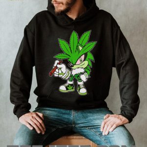 Sonic Weed Leaf Mascot Smoking High 420 Stoner Graphic T Shirt