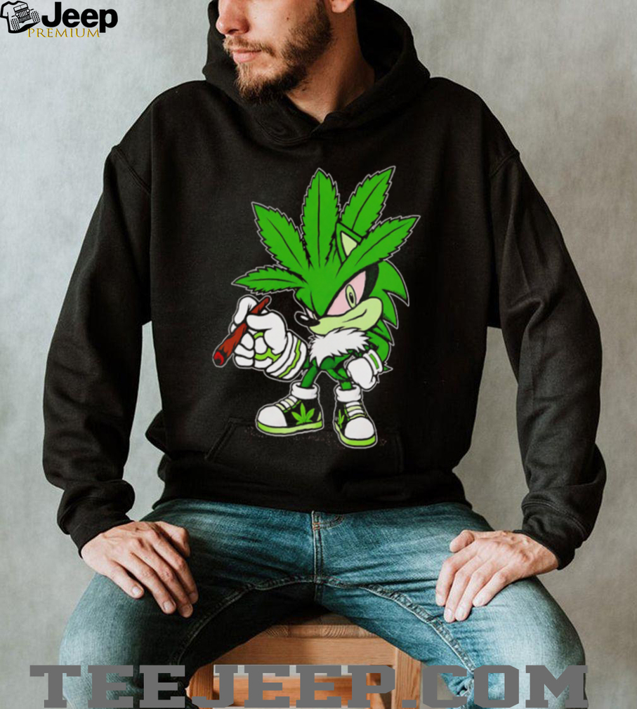 Sonic Weed Leaf Mascot Smoking High 420 Stoner Graphic T Shirt Sonic Weed Leaf Mascot Smoking High 420 Stoner Graphic T Shirt