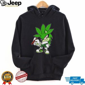 Sonic Weed Leaf Mascot Smoking High 420 Stoner Graphic T Shirt