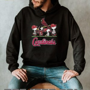 St Louis Cardinals Peanuts Characters Charlie Brown Snoopy Walking With Bird T Shirt