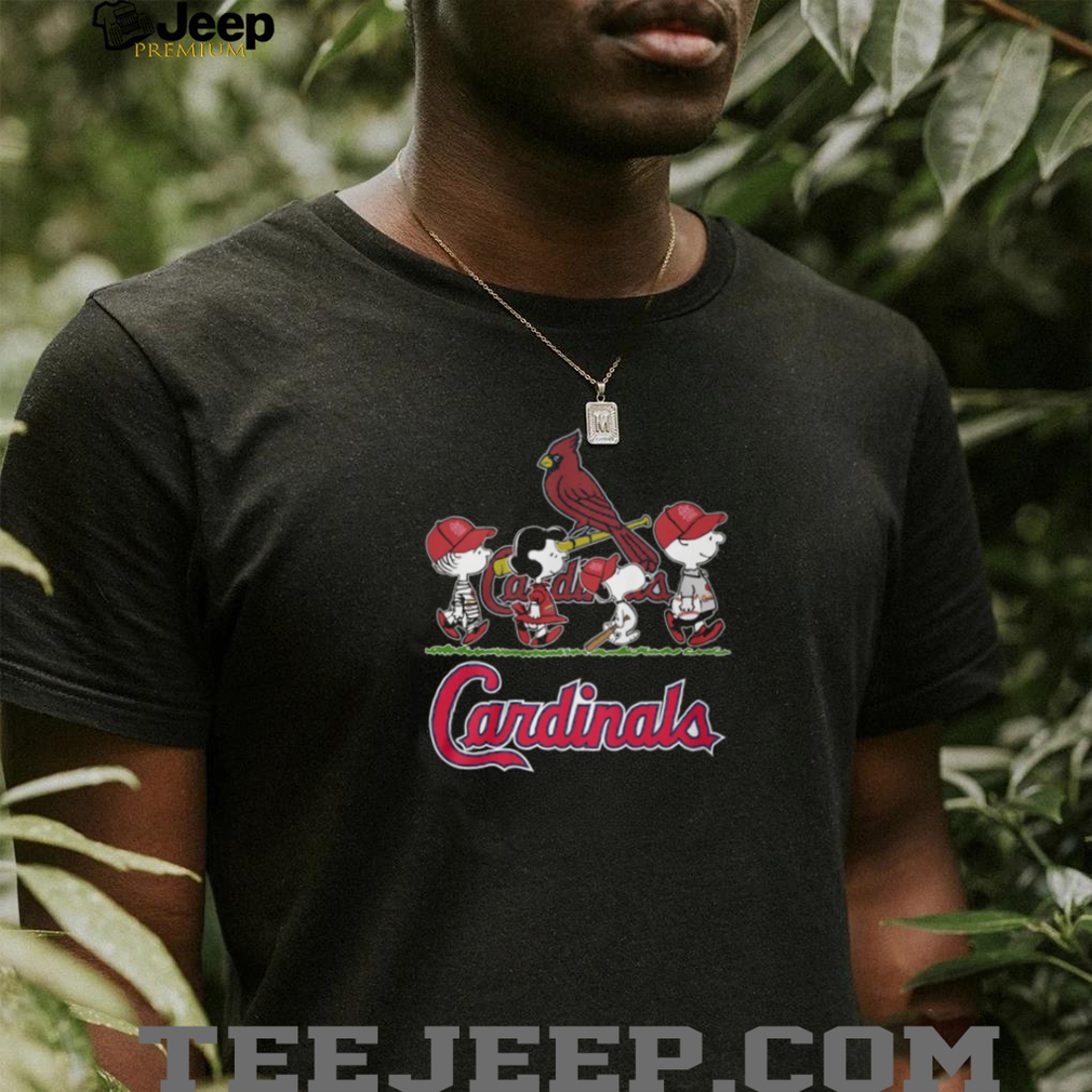 St Louis Cardinals Peanuts Characters Charlie Brown Snoopy Walking With Bird T Shirt St Louis Cardinals Peanuts Characters Charlie Brown Snoopy Walking With Bird T Shirt