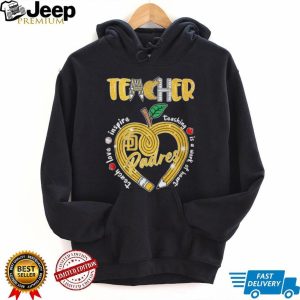 Teacher San Diego Padres Baseball Work of Heart Pencil Apple Glitter T Shirt