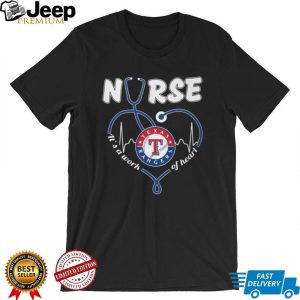 Texas Rangers Nurse T Shirt MLB Baseball It's a Work of Heart Nursing T Shirt