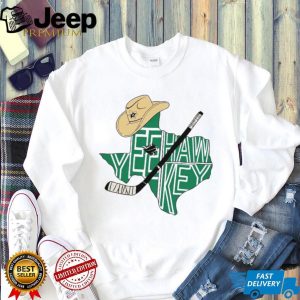 Texas Yeehaw Hockey Cowboy Hat Stick State Map Green T Shirt