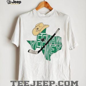 Texas Yeehaw Hockey Cowboy Hat Stick State Map Green T Shirt