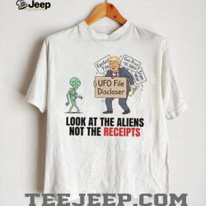 UFO File Discloser Political Satire Alien Receipt Graphic T Shirt