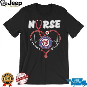 Washington Nationals Nurse Stethoscope Heartbeat Work Of Heart T Shirt