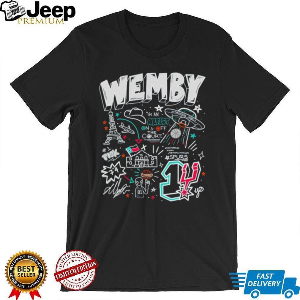 Wemby #1 Artist French Alien Doodle Basketball Graphic T Shirt Wemby #1 Artist French Alien Doodle Basketball Graphic T Shirt