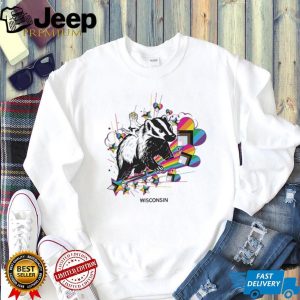 Wisconsin Badger Mascot Colorful Retro Art Graphic T Shirt Wisconsin Badger Mascot Colorful Retro Art Graphic T Shirt
