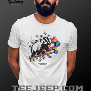 Wisconsin Badger Mascot Colorful Retro Art Graphic T Shirt