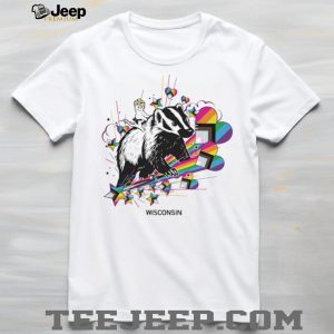 Wisconsin Badger Mascot Colorful Retro Art Graphic T Shirt