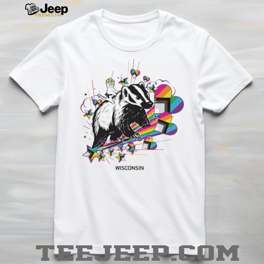 Wisconsin Badger Mascot Colorful Retro Art Graphic T Shirt Wisconsin Badger Mascot Colorful Retro Art Graphic T Shirt