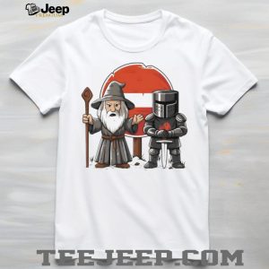 Wizard And Black Knight Fantasy Meme Road Sign Adventure T Shirt