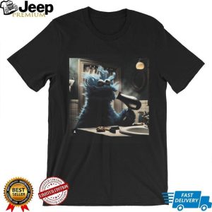 Cookie Monster Using Hair Dryer Funny Meme Graphic T Shirt Cookie Monster Using Hair Dryer Funny Meme Graphic T Shirt