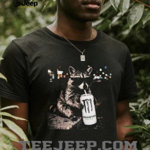 Cool Raccoon Drinking Energy Drink Funny Animal Graphic T Shirt