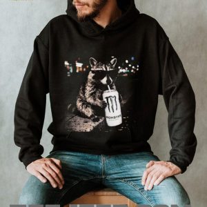 Cool Raccoon Drinking Energy Drink Funny Animal Graphic T Shirt
