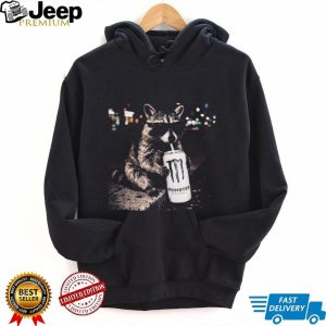 Cool Raccoon Drinking Energy Drink Funny Animal Graphic T Shirt