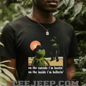 Cowboy Kermit Meme Outside Hootin Inside Hollerin Graphic T Shirt