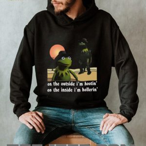Cowboy Kermit Meme Outside Hootin Inside Hollerin Graphic T Shirt