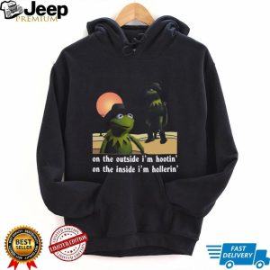 Cowboy Kermit Meme Outside Hootin Inside Hollerin Graphic T Shirt
