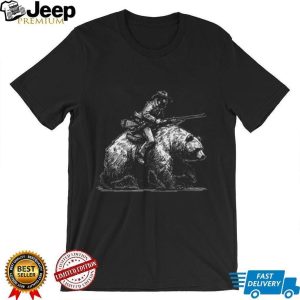 Cowboy Riding Grizzly Bear Western Americana Graphic T Shirt Cowboy Riding Grizzly Bear Western Americana Graphic T Shirt