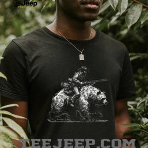 Cowboy Riding Grizzly Bear Western Americana Graphic T Shirt