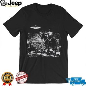 Cowboy Riding Horse UFO Abduction Western Sci Fi Graphic T Shirt Cowboy Riding Horse UFO Abduction Western Sci Fi Graphic T Shirt