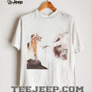 Creation Of Adam Cat Parody Funny Artistic Renaissance T Shirt