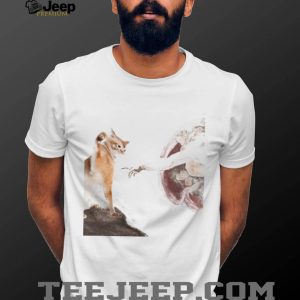 Creation Of Adam Cat Parody Funny Artistic Renaissance T Shirt