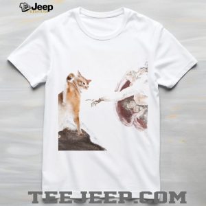 Creation Of Adam Cat Parody Funny Artistic Renaissance T Shirt