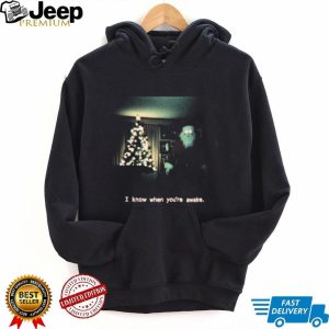Creepy Christmas Santa I Know When You Are Awake Holiday T Shirt