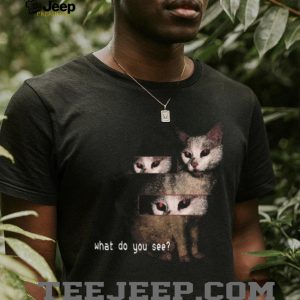 Creepy Red Eyed Cat Glitch Aesthetic What Do You See Surreal T Shirt