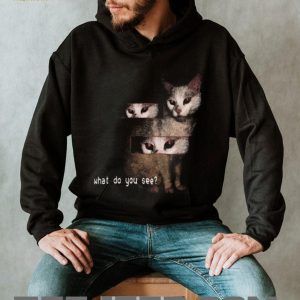 Creepy Red Eyed Cat Glitch Aesthetic What Do You See Surreal T Shirt