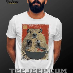 Cute Capybara Eating Ramen Noodles Asian Art T Shirt