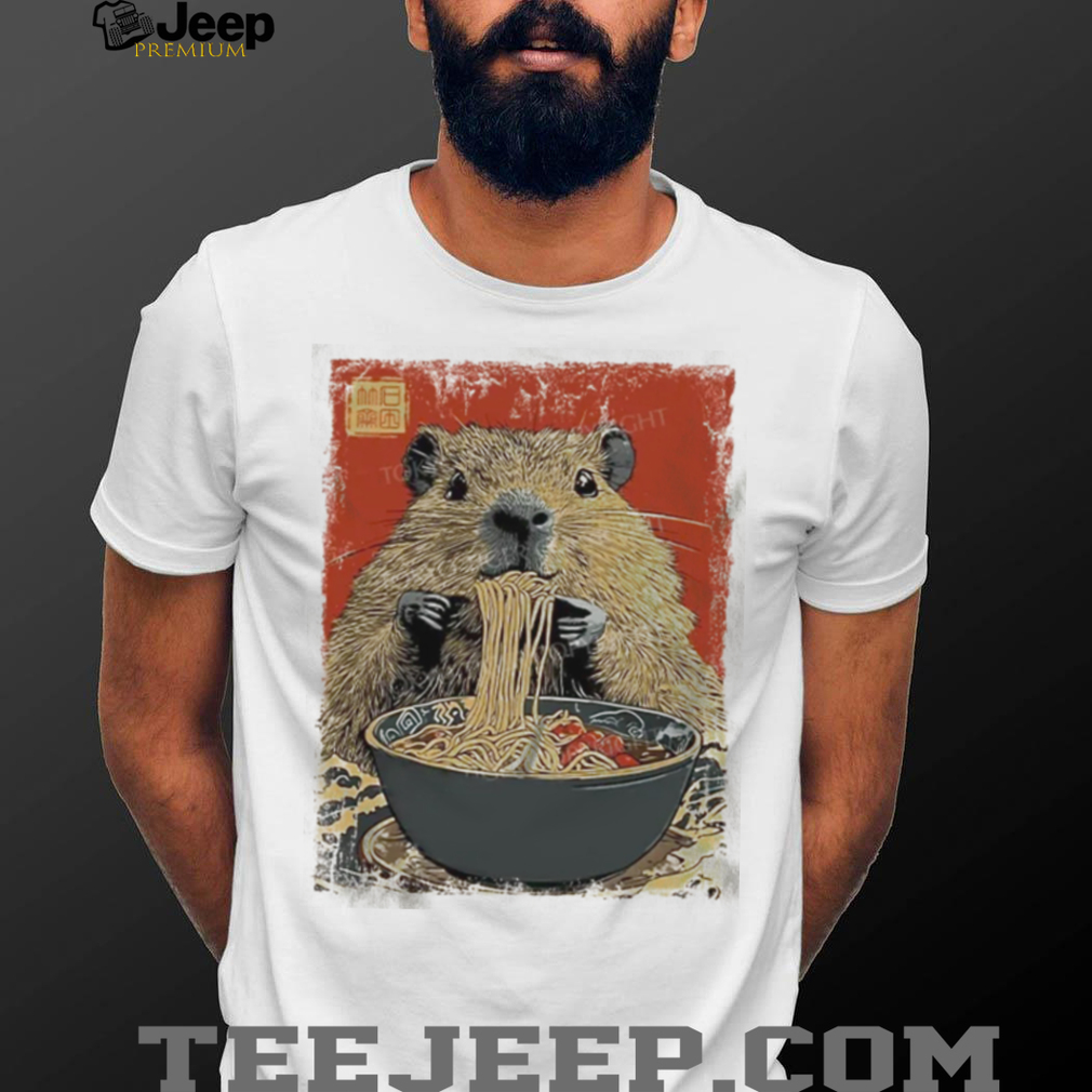 Cute Capybara Eating Ramen Noodles Asian Art T Shirt Cute Capybara Eating Ramen Noodles Asian Art T Shirt