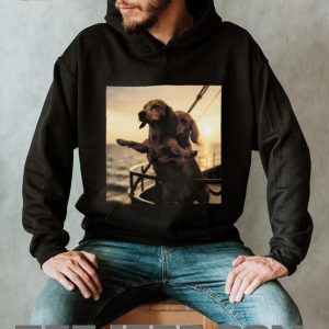 Cute Dachshund Dogs On Ship Titanic Pose Graphic T Shirt