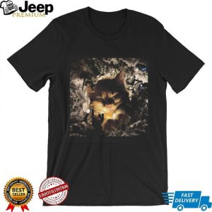 Cute Fluffy Kitten Sleeping in Christmas Lights Cozy Festive T Shirt Cute Fluffy Kitten Sleeping in Christmas Lights Cozy Festive T Shirt
