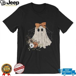 Cute Lace Ghost With Bow And Fall Floral Bouquet Halloween T Shirt Cute Lace Ghost With Bow And Fall Floral Bouquet Halloween T Shirt