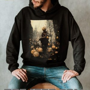 Dark Pumpkin Head Reaper Fantasy Forest Halloween Graphic T Shirt