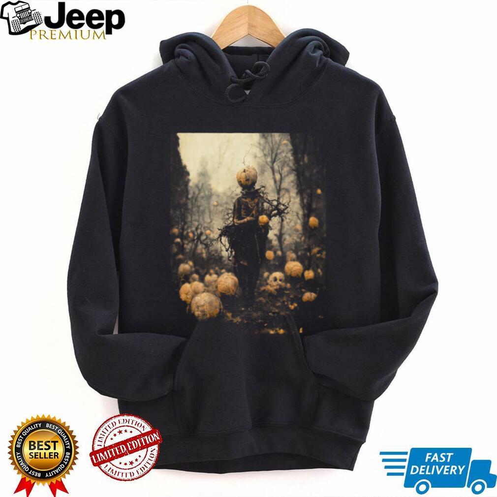 Dark Pumpkin Head Reaper Fantasy Forest Halloween Graphic T Shirt Dark Pumpkin Head Reaper Fantasy Forest Halloween Graphic T Shirt