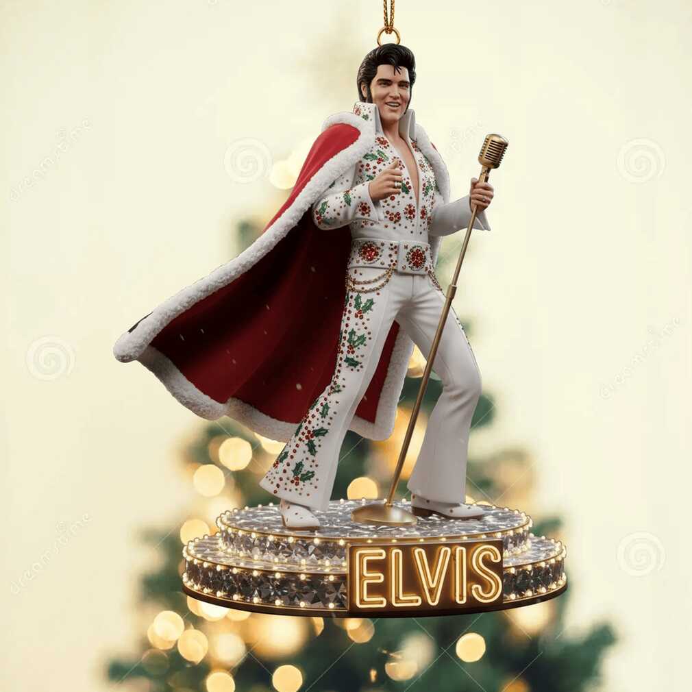 Elvis Presley ceramic ornament with personalized name