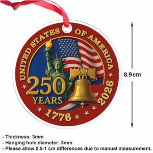 1776 2026 Liberty Bell and Statue of Liberty Ornament
