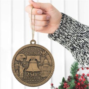 250 Years USA Anniversary 1776–2026 Wood Ornament Patriotic 4th of July Decoration Happy 250th Birthday America Ornament