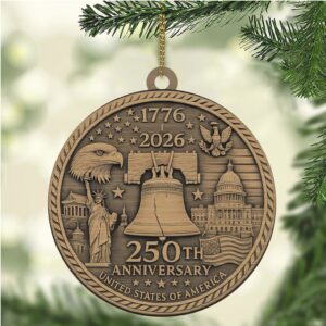 250 Years USA Anniversary 1776–2026 Wood Ornament Patriotic 4th of July Decoration Happy 250th Birthday America Ornament