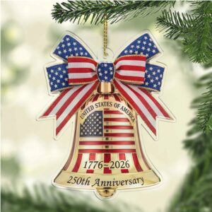 250 Years of the USA Acrylic Ornament 250th Anniversary 1776–2026 Liberty Bell Ornament for Christmas Decor