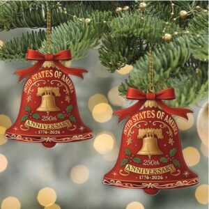 America 250 Years 1776–2026 Acrylic Ornament Patriotic Liberty Bell 250th Anniversary Christmas Tree Decoration