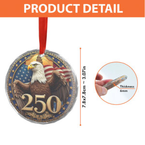 America 250 Years Bald Eagle Glass Ornament America 250 Anniversary Happy 250th Birthday USA Patriotic 4th Of July Glass Ornament For Christmas Decor America 250 Years Bald Eagle Glass Ornament America 250 Anniversary Happy 250th Birthday USA Patriotic 4th Of July Glass Ornament For Christmas Decor